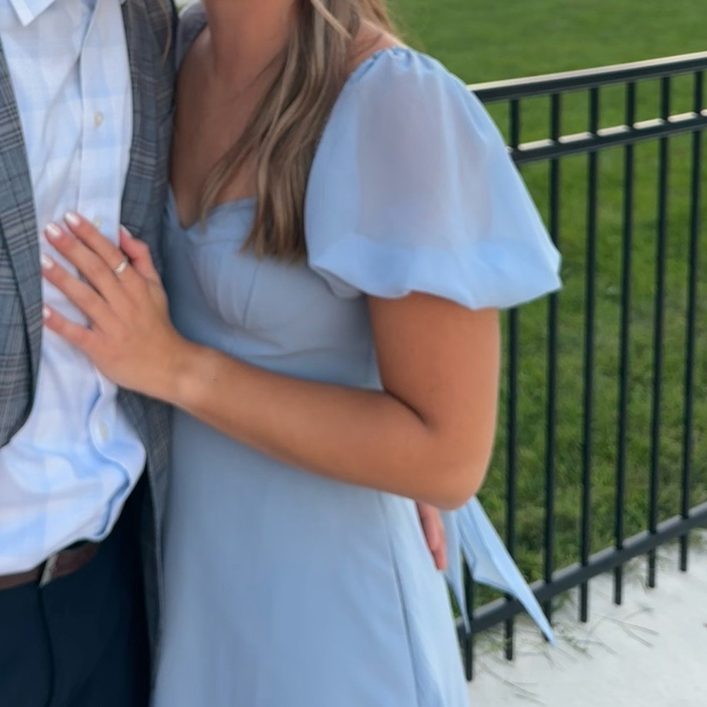 Azazie dusty blue bridesmaid dress